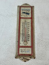 Vintage Original Raystello's Lake Perry Marina Thermometer  Metal Sign 13