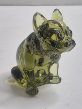 Westmoreland Handmade Olive Green VTG Glass French Bulldog Figurine Paperweight picture