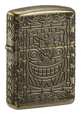 Zippo Armor Tiki Design Antique Brass Windproof Pocket Lighter, 46314 picture