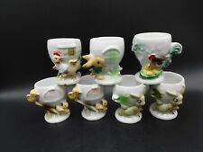 Set 7 Vintage Chicks Chickens Rabbits Porcelain Egg Cups Hand Painted Japan picture