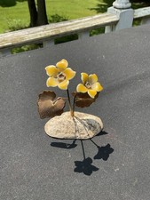 Vintage BAVANO flower & Copper Enamel Small Sculpture picture