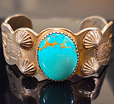 Authentic Navajo Turquoise Cuff Bracelet Early 1800s 1 OF 1 picture