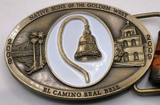 NSGW 09 Native Sons Golden West Belt Buckle 113 250 El Camino Real Leather Belt picture