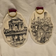 VTG San Francisco Ceramic Art Plaques, Palace of Fine Arts & Cityscape Set 7