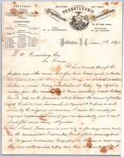 1872 scarce PENNSYLVANIA REPUBLICAN ASSOCIATION WASHINGTON DC 2 page letter picture