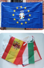 2 EUROS: 1 EURO-2024 FLAG (3X5 FT) + 1  EURO-2021 FLAGS ON A STRING $45.00 picture