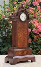 Antique Style Miniature Grandfather Table Clock Carved Figured Wood - Palermo picture