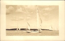 Southwest Harbor ME Yachts Racing c1920s-30s Real Photo Vintage Postcard picture