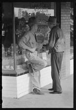 Photo:Crystal City Texas 1939 Men Talking Outside Grocery Store Window picture