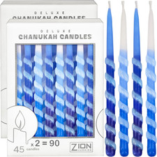 Dripless Hanukkah Candles Set - 45 Multi Tone Blue and White Ombre Spiral Candle picture