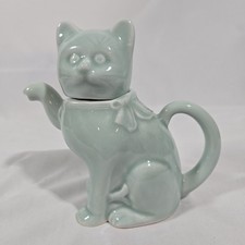 Vintage Celadon Glaze Cat Teapot picture