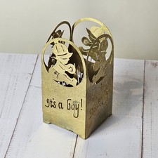 Brass “It’s a Boy” Candle Holders picture