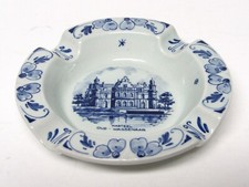Vintage Schoonhoven Holland #5214 Delft Blue Ash Tray Kasteel Oud- Wassenaar picture