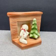 Vtg Napco ? Christmas Fireplace Baby Girl Tree Ceramic Planter 1950s MCM READ picture