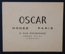 Business card OSCAR mode PARIS 6 rue Richepanse old visit card picture