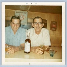 1971 2 GUYS AT THE BAR BALLANTINE MILLER BEER CLOCK/SIGN SNAPSHOT PHOTOGRAPH picture