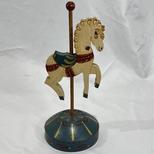 Vintage Wooden Carousel Horse Figurine Hand Painted Folk Art  picture