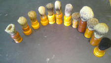 12  VTG SHAVING BRUSH LOT, CLEANED. CATALIN /BAKELITE BUTTERSCOTCH TESTED VVGC picture
