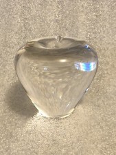 Apple Paperweight Clear Hand Blown Art Glass Heavy, 3 inch picture