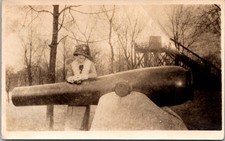 RPPC Woman On Historic Cannon Park Real Photo Postcard [AC] picture