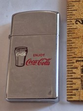 VINTAGE 1976 ZIPPO ADVERTIZING ENJOY COCA-COLA LOGO SLIM LINE LIGHTER RARE picture