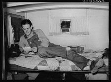 Photo:Seminole Oklahoma 1939 Oil Field Worker Trailer Home Reading Letter picture