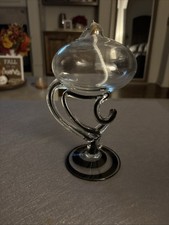 Vintage Josefina Krosno Poland Jellyfish Hand Blown Glass Oil Lamp Sculpture G3 picture