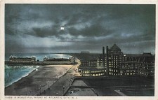 Postcard NJ: A Beautiful Night at Atlantic City, New Jersey WB 1920's picture