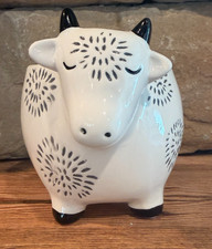 Sullivan's Kitchy  Black/ White Cow Planter  - New picture