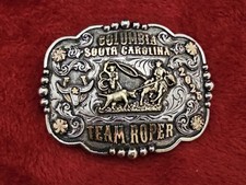 X~Treme Rodeo Champion☆Team Roping☆2025☆ TROPHY BUCKLE☆Columbia S.C.☆RARE☆94 picture