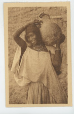 Vintage Postcard African woman Carrying Water Jug Ethnographic RPPC Style picture