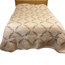 Vtg JCP Home Floral Quilt Lavender Purple Vine Lattice Queen Shabby Cottagecore picture