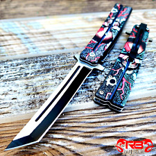 9 Inch JAPANESE SAMURAI skull POCKET KNIFE Spring Folding TANGTO Blade tactical picture