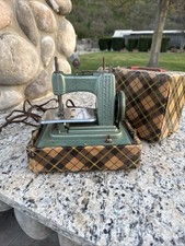 Vintage Betsy Ross electric mini toy small sewing machine model 707  plaid case picture