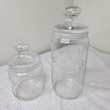 Vintage Princess House Etched Floral Glass Lidded Cannister Set 11
