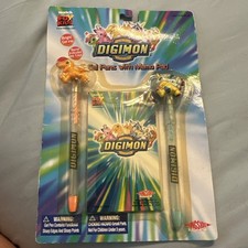 Digimon 2 Gel Pens and Memo Pad Agumon & Gabumon 2000 Sealed Rare picture