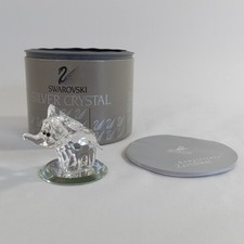 Swarovski Silver Crystal Elephant Figurine 7640 Original Box & COA Frosted Tail picture