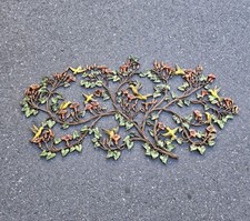 VTG MCM Large Metal Branch Wall Sculpture Hummingbirds Flowers Art 51x28 RARE picture