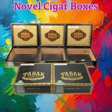 Lot of 5 Tabak Toro Empty Wooden Cigar Boxes 9.25x8x3 #116 picture