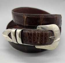Calvin Begay Dine’ Navajo Sterling Silver Belt Buckle W/ Orvis Alligator Belt 46 picture
