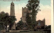 Swords Ireland Towers from North Castle c1910 Vintage Postcard picture