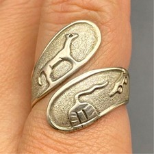Vintage Navajo Secatero Storyteller Horse Sterling Silver Ring Adjustable Size 9 picture