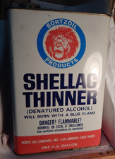 vintage tin gallon Bortzoil Products shellac Thinner Bortz oil Co. Los Angeles, picture