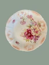 1920s German Antique Porcelain Pastel Floral Scalloped Serving Bowl large 10.5