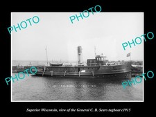 Superior Wisconsin The Cb Sears Tugboat c1915 Old Large Historic Photo picture