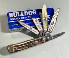 ViINTAGE BULLDOG BRAND 20TH ANNIVERSARY 5 BLADE  STAG TRAPPER POCKET KNIFE, RARE picture