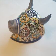 Talavera Pottery Cow Skull Bull Horn Mexican Wall Animal 10
