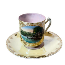 Retlaw Dock - Oquaga Lake - NY NEW YORK ANTIQUE Souvenir China TRINKET TEA CUP picture