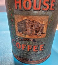 MAXWELL HOUSE HIGH GRADE COFFEE 1921 COFFEE TIN CAN PAPER LABEL Embossed Lid picture