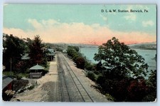 1920 Berwick Pennsylvania Postcard D.L. & W. Station Train Railway Railroad picture